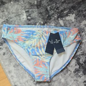 abercrombie kids pastel leaf-print bikini bottoms - blue, peach, cream